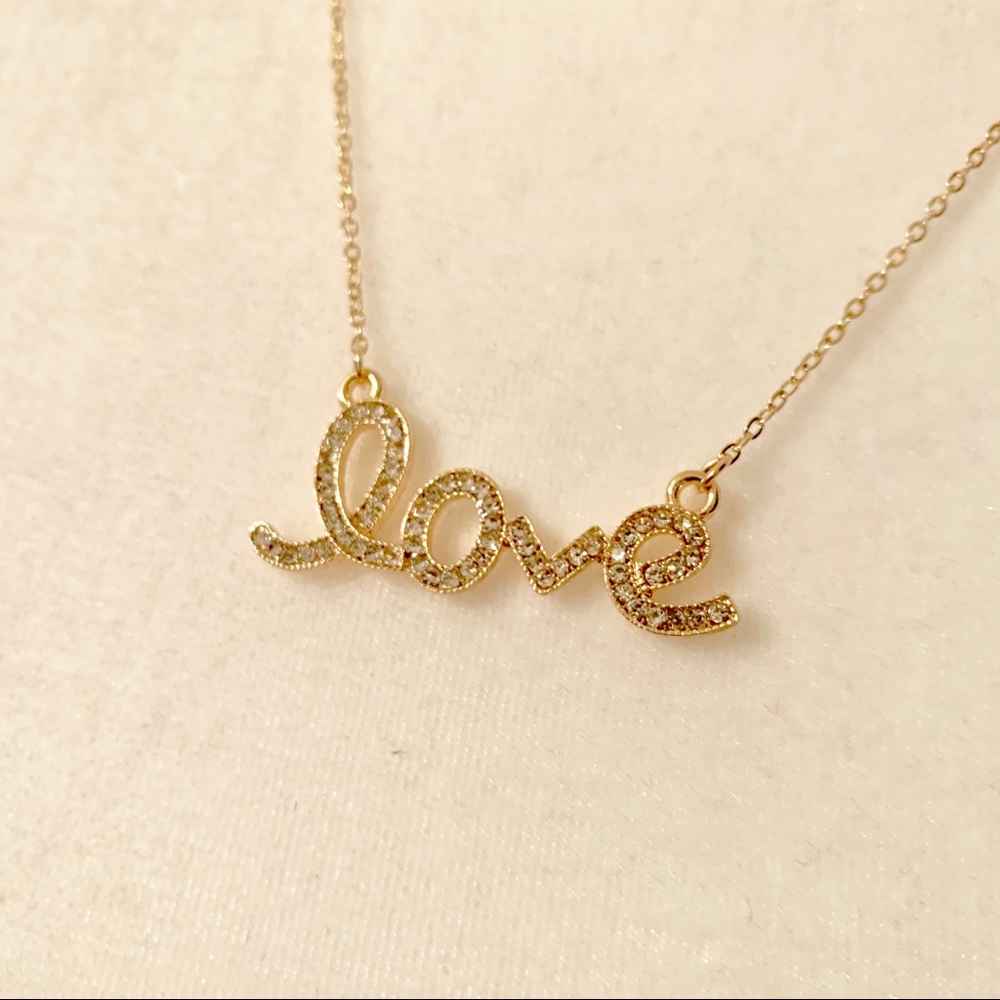New Dainty Love Script Necklace Gold Silver
